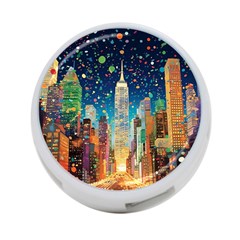 New York Confetti City Usa 4-port Usb Hub (one Side)