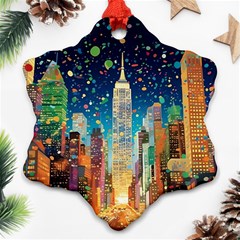 New York Confetti City Usa Ornament (snowflake) by uniart180623