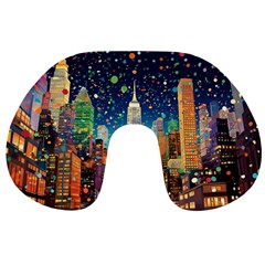 New York Confetti City Usa Travel Neck Pillow by uniart180623