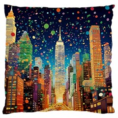 New York Confetti City Usa Large Premium Plush Fleece Cushion Case (two Sides) by uniart180623