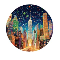 New York Confetti City Usa Mini Round Pill Box by uniart180623