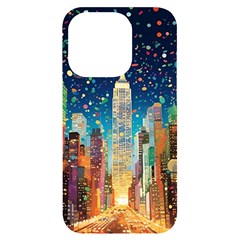 New York Confetti City Usa Iphone 14 Pro Black Uv Print Case by uniart180623