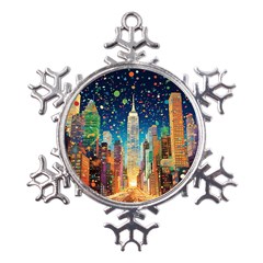 New York Confetti City Usa Metal Large Snowflake Ornament