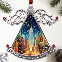 New York Confetti City Usa Metal Angel With Crystal Ornament by uniart180623