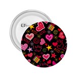 Multicolored Love Hearts Kiss Romantic Pattern 2.25  Buttons Front