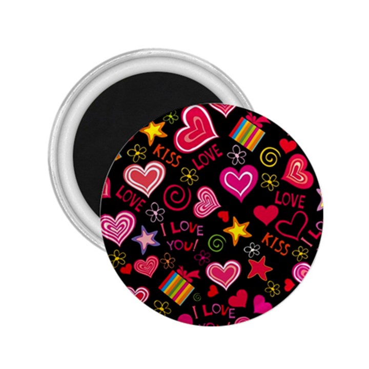 Multicolored Love Hearts Kiss Romantic Pattern 2.25  Magnets