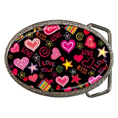 Multicolored Love Hearts Kiss Romantic Pattern Belt Buckles by uniart180623