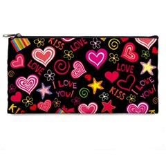 Multicolored Love Hearts Kiss Romantic Pattern Pencil Case by uniart180623