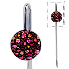 Multicolored Love Hearts Kiss Romantic Pattern Book Mark by uniart180623