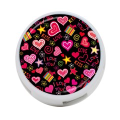 Multicolored Love Hearts Kiss Romantic Pattern 4-port Usb Hub (one Side) by uniart180623