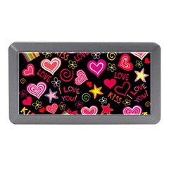 Multicolored Love Hearts Kiss Romantic Pattern Memory Card Reader (mini) by uniart180623