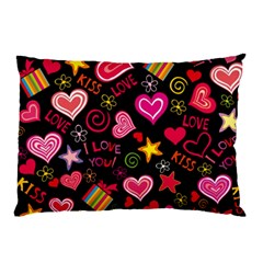 Multicolored Love Hearts Kiss Romantic Pattern Pillow Case (two Sides) by uniart180623