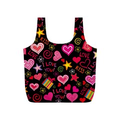 Multicolored Love Hearts Kiss Romantic Pattern Full Print Recycle Bag (s) by uniart180623