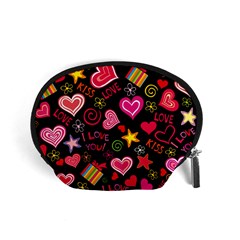 Multicolored Love Hearts Kiss Romantic Pattern Accessory Pouch (small) by uniart180623