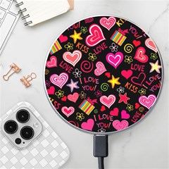 Multicolored Love Hearts Kiss Romantic Pattern Wireless Fast Charger(white) by uniart180623