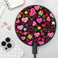 Multicolored Love Hearts Kiss Romantic Pattern Wireless Fast Charger(black) by uniart180623