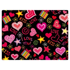 Multicolored Love Hearts Kiss Romantic Pattern Two Sides Premium Plush Fleece Blanket (extra Small) by uniart180623