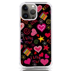 Multicolored Love Hearts Kiss Romantic Pattern Iphone 13 Pro Max Tpu Uv Print Case by uniart180623