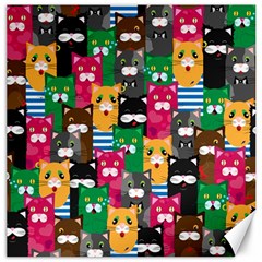 Cat Funny Colorful Pattern Canvas 12  X 12  by uniart180623