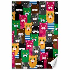 Cat Funny Colorful Pattern Canvas 12  X 18  by uniart180623