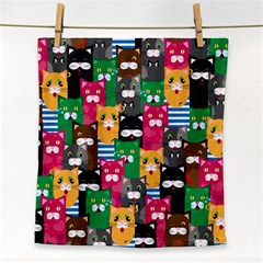 Cat Funny Colorful Pattern Face Towel by uniart180623