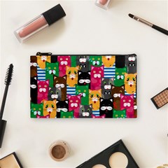 Cat Funny Colorful Pattern Cosmetic Bag (small) by uniart180623