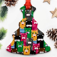 Cat Funny Colorful Pattern Ornament (christmas Tree)  by uniart180623