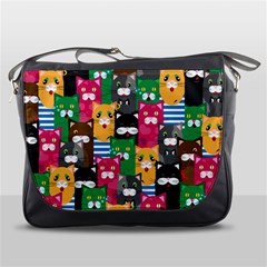 Cat Funny Colorful Pattern Messenger Bag by uniart180623