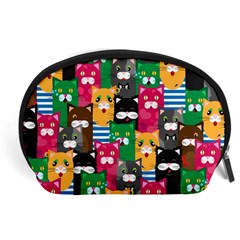 Cat Funny Colorful Pattern Accessory Pouch (large) by uniart180623