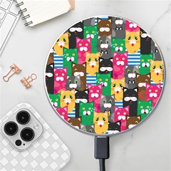 Cat Funny Colorful Pattern Wireless Fast Charger(white) by uniart180623