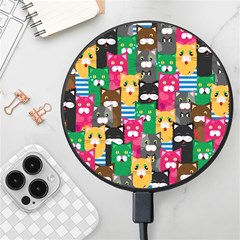 Cat Funny Colorful Pattern Wireless Fast Charger(black) by uniart180623