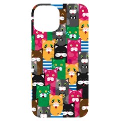 Cat Funny Colorful Pattern Iphone 14 Black Uv Print Case