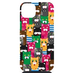 Cat Funny Colorful Pattern Iphone 14 Plus Black Uv Print Case by uniart180623