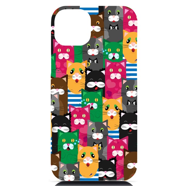 Cat Funny Colorful Pattern iPhone 14 Plus Black UV Print Case