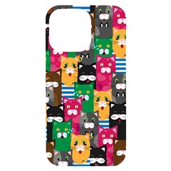 Cat Funny Colorful Pattern Iphone 14 Pro Max Black Uv Print Case by uniart180623