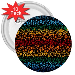 Patterns Rainbow 3  Buttons (10 Pack)  by uniart180623