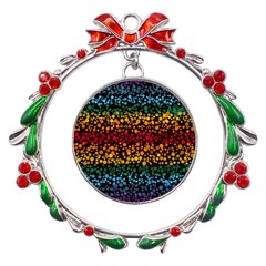 Patterns Rainbow Metal X mas Wreath Ribbon Ornament by uniart180623