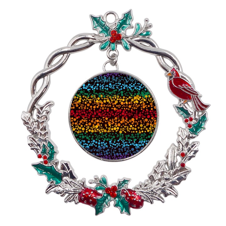 Patterns Rainbow Metal X mas Wreath Holly leaf Ornament