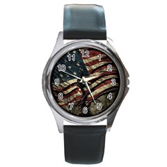 Flag Usa American Flag Round Metal Watch by uniart180623