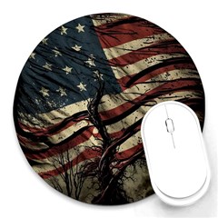 Flag Usa American Flag Round Mousepad