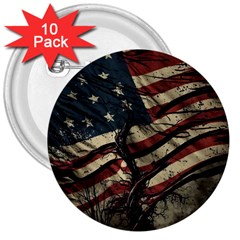 Flag Usa American Flag 3  Buttons (10 pack) 