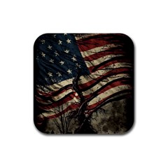 Flag Usa American Flag Rubber Square Coaster (4 Pack) by uniart180623