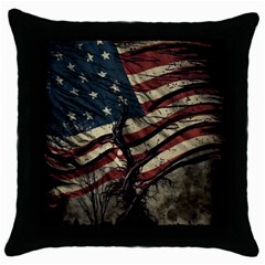 Flag Usa American Flag Throw Pillow Case (Black)