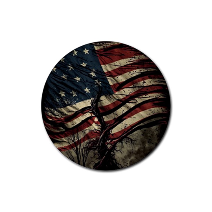 Flag Usa American Flag Rubber Coaster (Round)