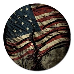 Flag Usa American Flag Magnet 5  (round) by uniart180623