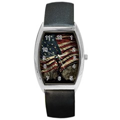 Flag Usa American Flag Barrel Style Metal Watch