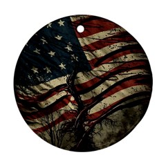 Flag Usa American Flag Round Ornament (two Sides) by uniart180623