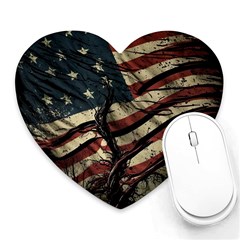 Flag Usa American Flag Heart Mousepad