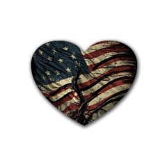 Flag Usa American Flag Rubber Coaster (heart) by uniart180623