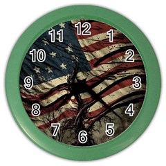 Flag Usa American Flag Color Wall Clock